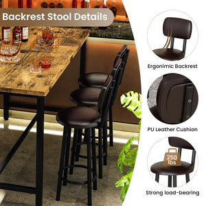 7-Piece Counter Height Bar Table Set with Upholstered Stools