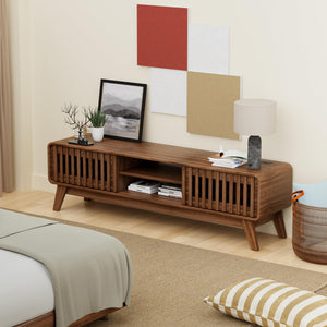 Mid-Century Modern TV Stand with Power Outlet – Fits TVs Up to 65"