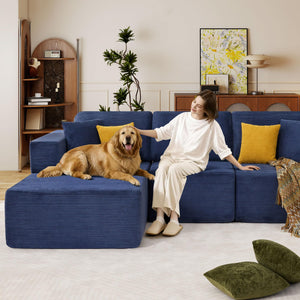Modular L-Shape Sectional Sofa with Chaise – Deep Seat Corduroy, No Assembly