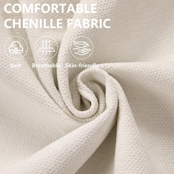 Chenille Chaise Lounge Chair with Ottoman