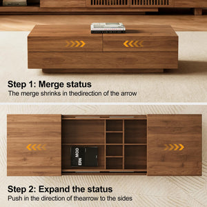 Expandable Coffee Table with Storage, 47.2"-81.8", Walnut