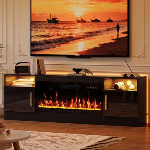 70-Inch Electric Fireplace TV Stand with LED Console