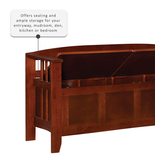 Split Seat Storage Bench with Walnut Finish
