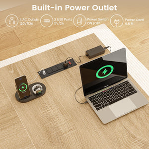 59" L-Shaped Electric Standing Desk with Drawers & Power Outlets
