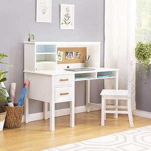 Kids Desk and Chair Set with Hutch and Storage