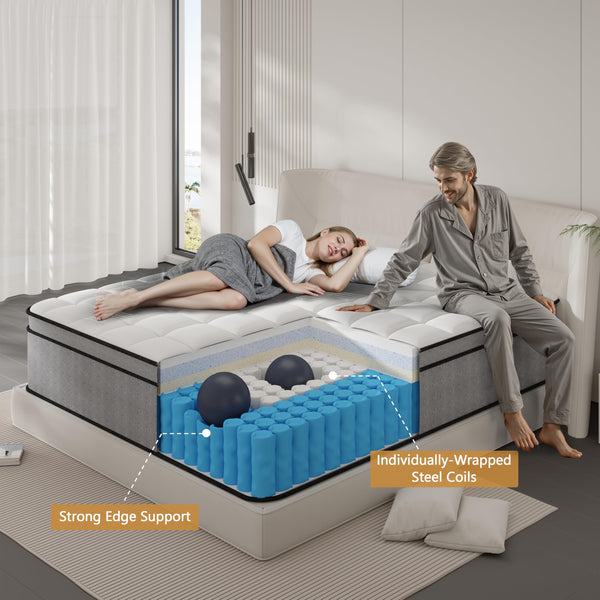 12 Inch Twin XL Hybrid Mattress – Medium Firm, Memory Foam, No Fiberglass