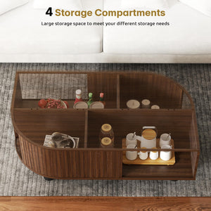 Mid-Century Modern Coffee Table with Storage, 39.4"