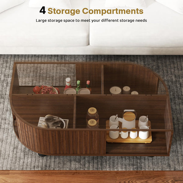 Mid-Century Modern Coffee Table with Storage, 39.4"