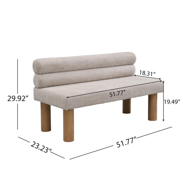Boucle Upholstered Dining Bench with Wooden Frame