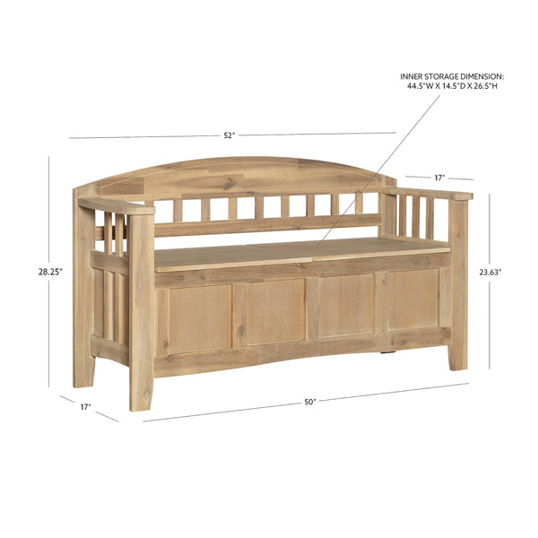 Acacia Wood Storage Bench with Split Seat