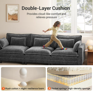 U-Shaped Modular Sectional Sofa – 5-Seat Chenille Cloud Couch with Ottomans