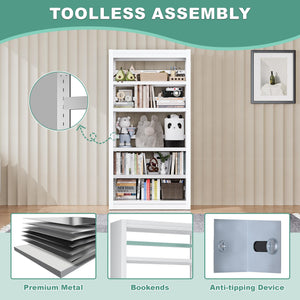 5-Tier Adjustable Metal Bookshelf