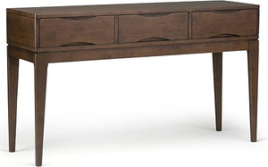 Mid-Century Console Table with 3 Drawers – 54" Solid Hardwood Sofa Table