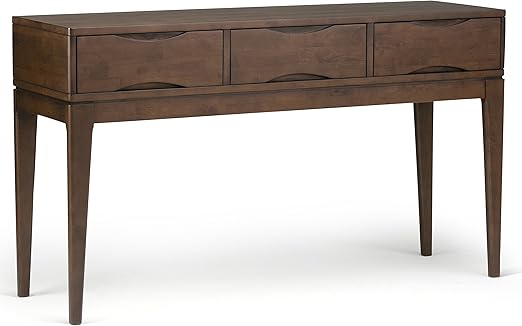 Mid-Century Console Table with 3 Drawers – 54" Solid Hardwood Sofa Table