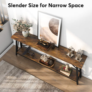 LITTLE TREE 70.9 Inch Long Entryway Console Table, Industrial Behind Sofa Couch Table for Living Room
