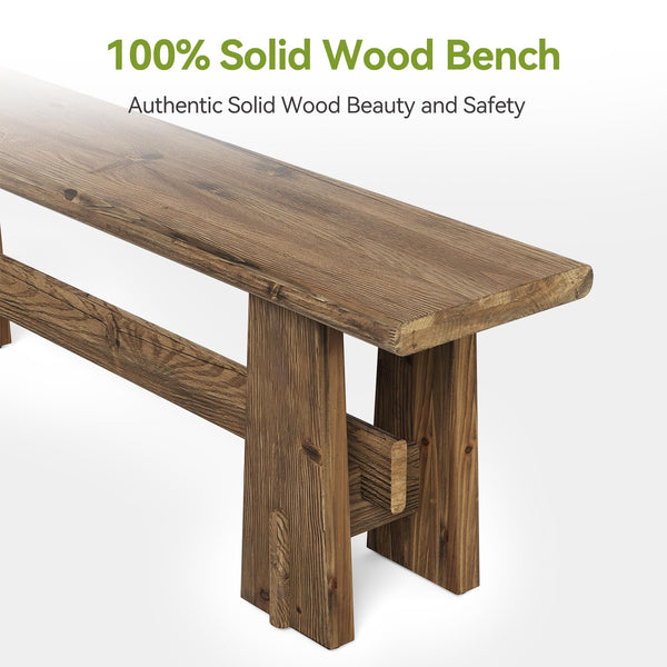 59" Solid Wood Farmhouse Bench