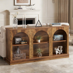 Narrow Entryway Console Table with 3-Tier Storage Shelf