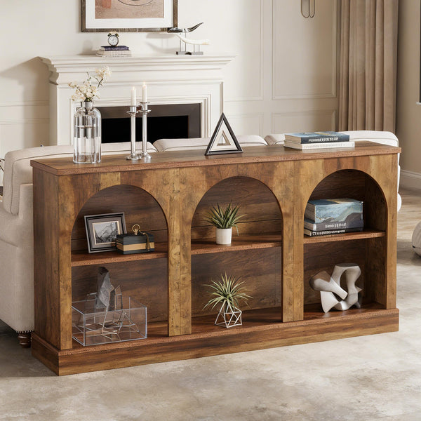 Narrow Entryway Console Table with 3-Tier Storage Shelf