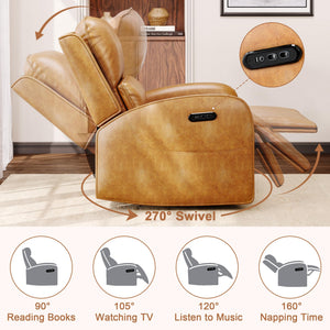 Power Recliner Chair with Headrest, Lumbar Support & Charging Ports