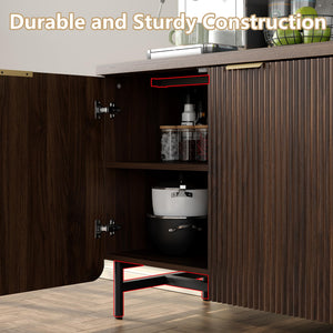 66.2" Fluted Buffet Cabinet with 4 Doors & Shelves