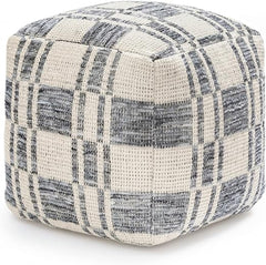 Handmade Cotton Pouf Ottoman | Square Floor Seating & Footrest