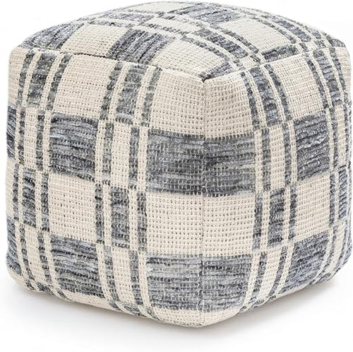 Handmade Cotton Pouf Ottoman | Square Floor Seating & Footrest