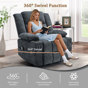 360° Swivel Rocker Recliner with Massage & Heating
