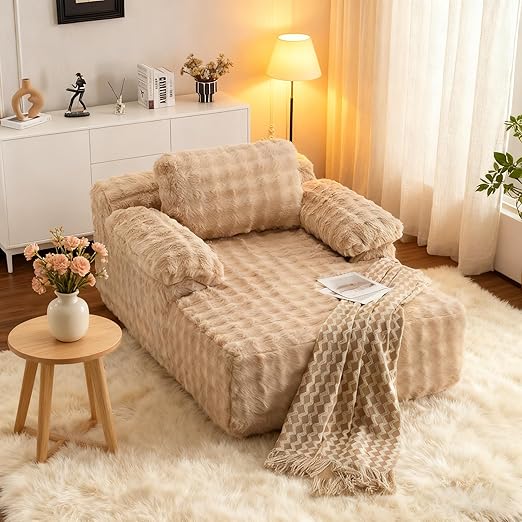 Oversized Bubble Fleece Chaise Lounge Chair