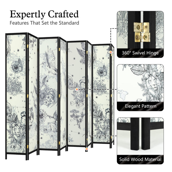 8-Panel Folding Room Divider Screen