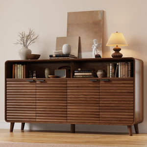 61-Inch Sideboard Buffet Cabinet with 4 Doors & Open Shelves
