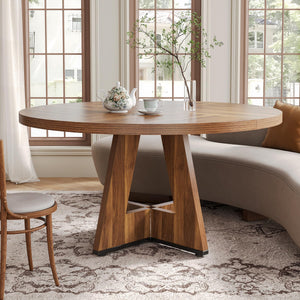 47-Inch Round Dining Table with Pedestal Base