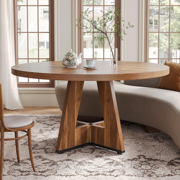 47-Inch Round Dining Table with Pedestal Base