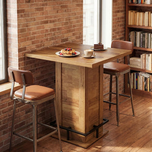 Square Bar Height Pub Table with Footrest
