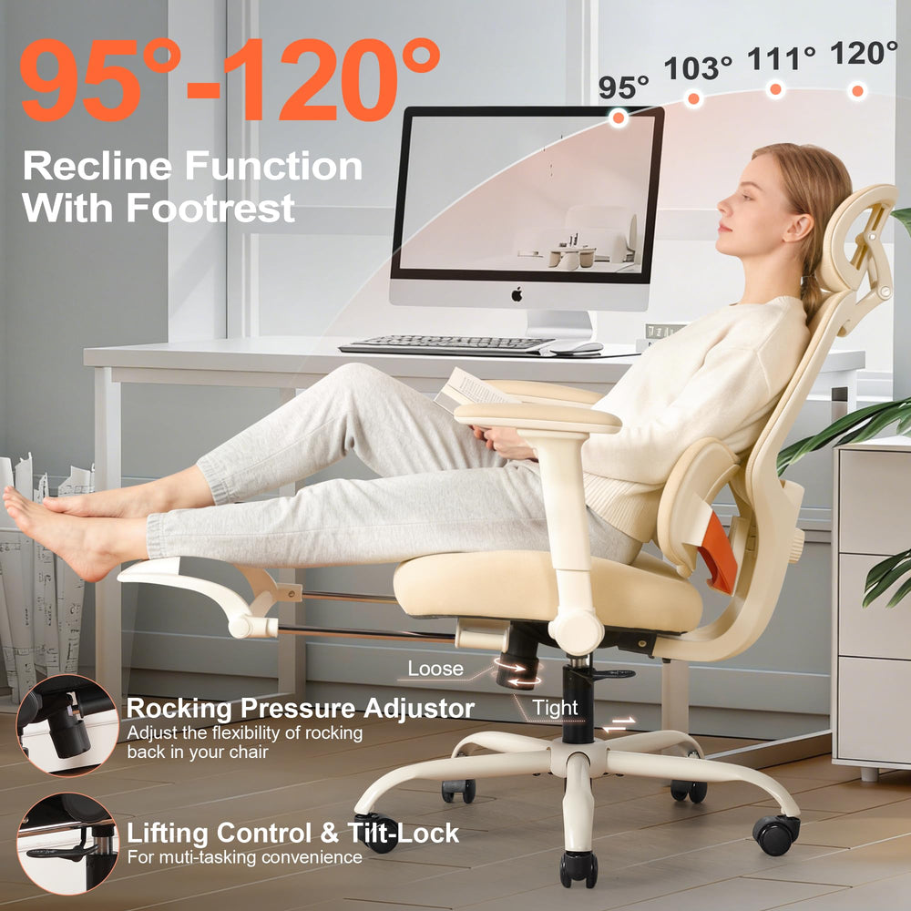Ergonomic Office Chair with Footrest & 4D Arms