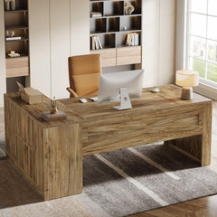 L-Shaped Executive Desk with Storage Cabinet