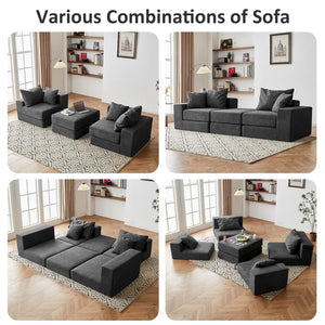 Modular Sectional Sofa with L-Shape Chaise & Deep Seat
