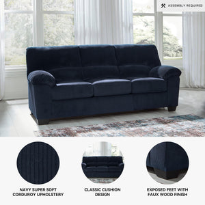 Contemporary Corduroy Sofa – 3-Seat Living Room Couch