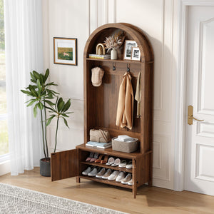 4-in-1 Hall Tree with Bench & Shoe Storage