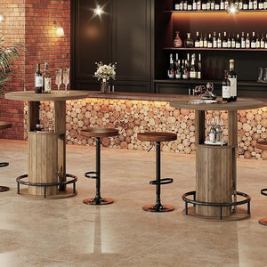 Round Bar Table with Storage & Metal Footrest