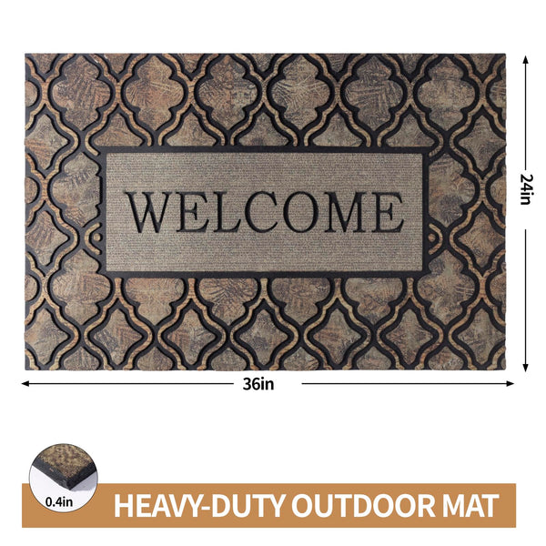 Non-Slip Rubber Doormat 24x36 Inch – Indoor Outdoor Entrance Mat
