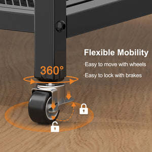 Mobile Printer Stand with 3-Tier Shelf & Large Desktop