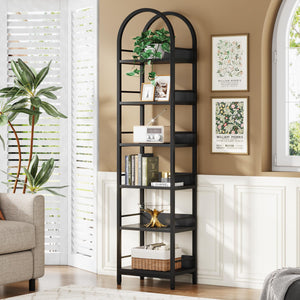 6-Tier Arched Bookcase with Metal Frame