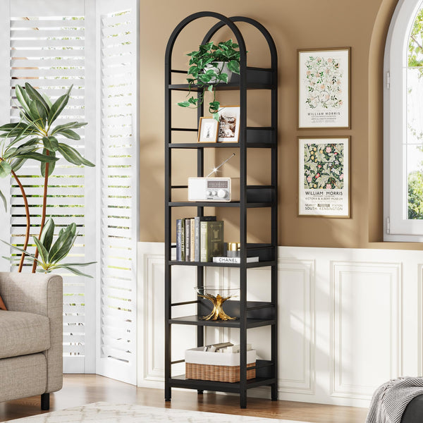 6-Tier Arched Bookcase with Metal Frame