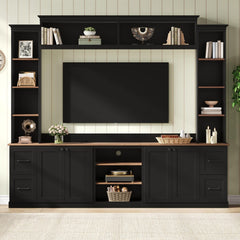 4-in-1 Wall Unit Entertainment Center with Bookshelf