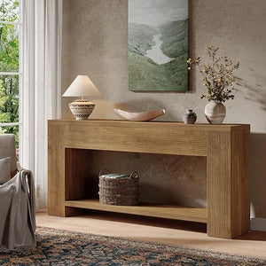 70.9" Farmhouse Fluted Console Table with 2-Tier Storage