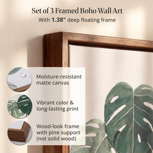 Framed Botanical Wall Art Set of 3 – 16x24 Each Panel