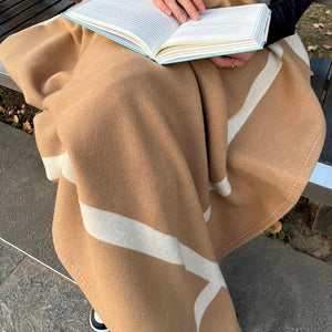 Wool Cashmere Throw Blanket — Camel, 75"x55"