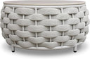 Round Woven Rope Outdoor Coffee Table with Sintered Stone Top
