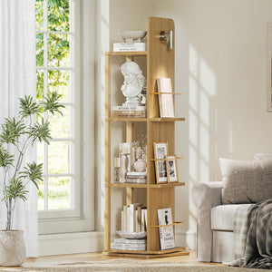4-Tier Rotating Bookshelf with Light