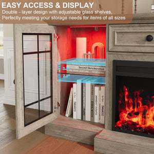 Fireplace TV Stand with Electric Fireplace, 70" Entertainment Center